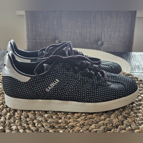 adidas Shoes - Adidas Gazelle Black and White Polka Dot Sneakers